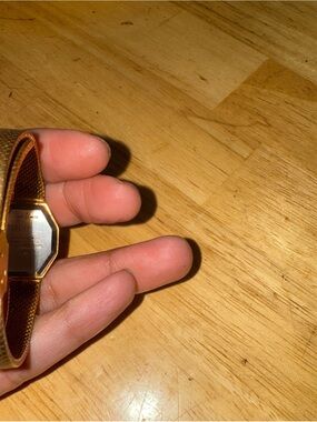 Timex Gold Mesh Bracelet Watch with Brown Dial Accents